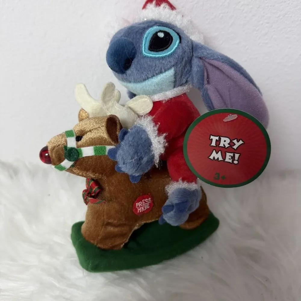 Disney Santa Stitch Reindeer Rocking Horse Lilo & Stitch Musical W/ Tags